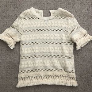 Knit short sleeve ivory shirt